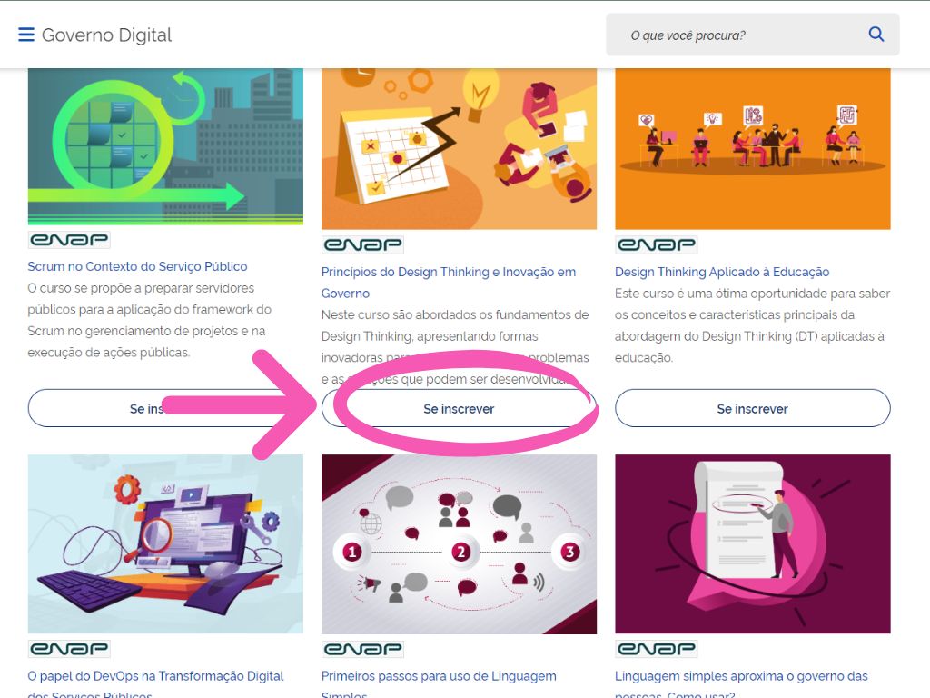 CP - Cursos Gratuitos Governo Federal: segunda imagem do tutorial de inscrição da matéria